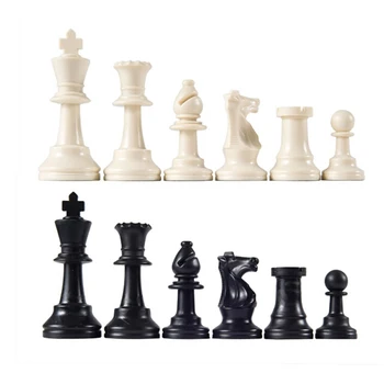 32 Viduslaiku Šaha Figūras/Plastmasas Pilnīgu  ahs gabalus Šahs Starptautiskā Vārdu Šaha Spēle Izklaides Black&White 64MM